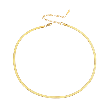 Herringbone Flat Snake Chain Necklace - Stainless Steel