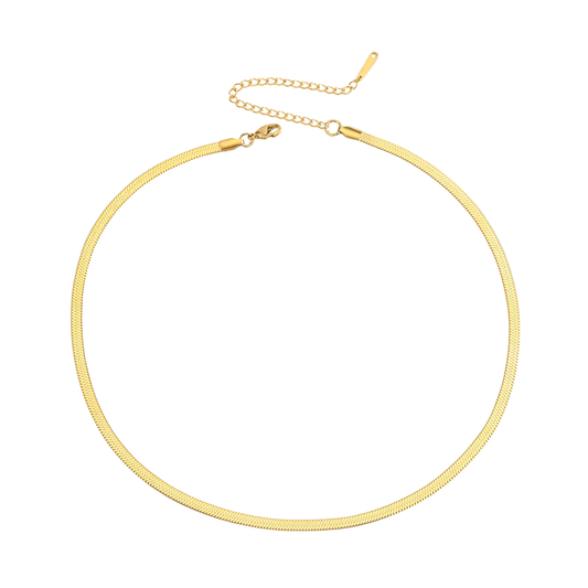 Herringbone Flat Snake Chain Necklace - Stainless Steel