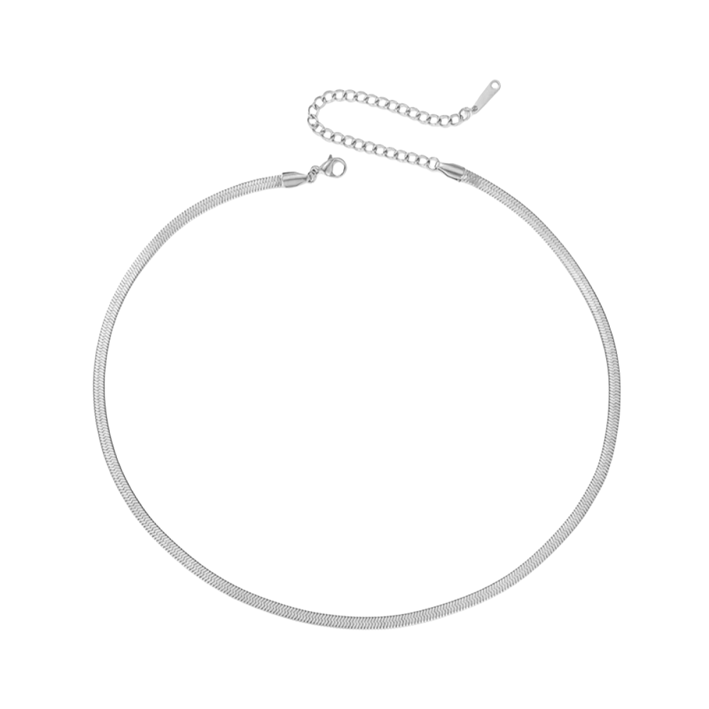 Herringbone Flat Snake Chain Necklace - Stainless Steel