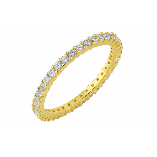 Stackable CZ Crystal Lined Eternity Ring - Gold Plated 925 Sterling Silver