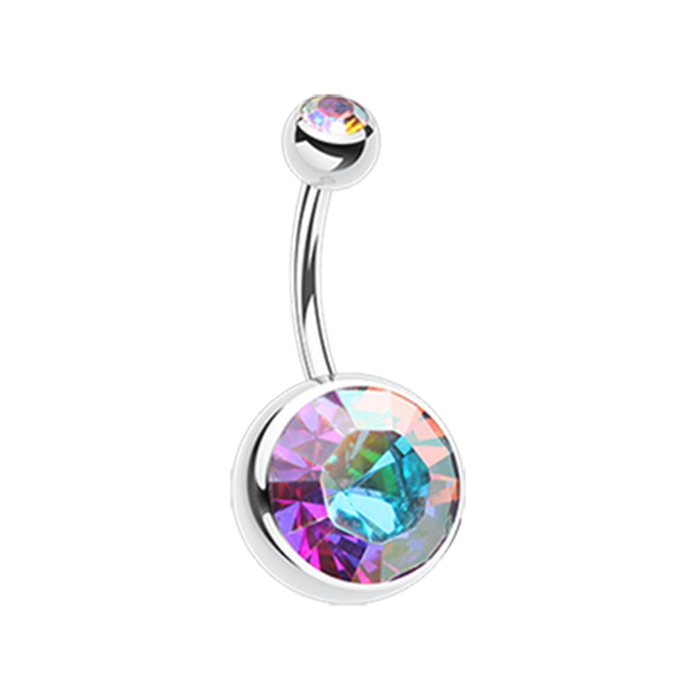 Giant Sparkling Crystal Belly Button Ring - 316L Stainless Steel