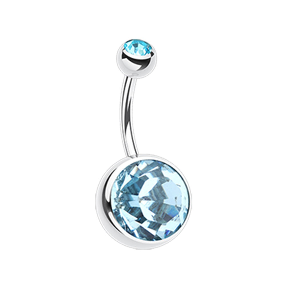 Giant Sparkling Crystal Belly Button Ring - 316L Stainless Steel