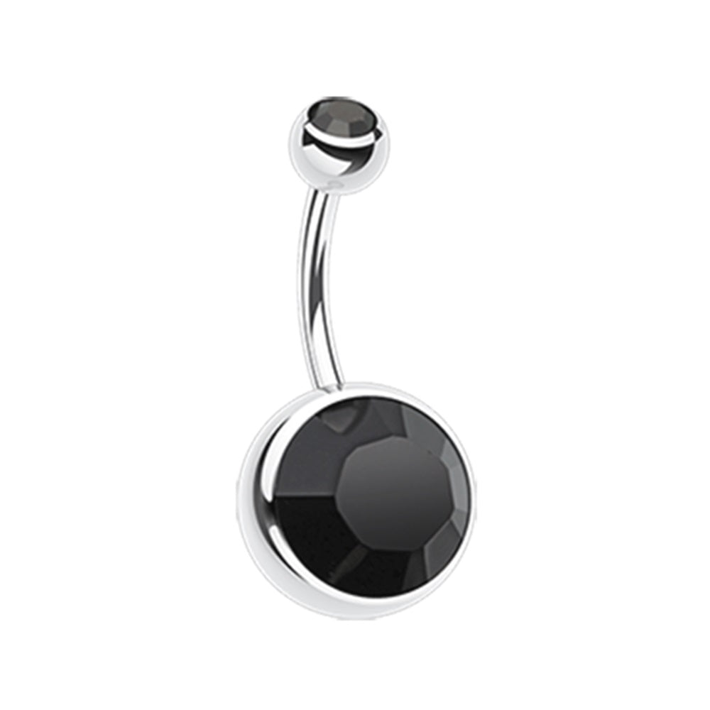 Giant Sparkling Crystal Belly Button Ring - 316L Stainless Steel