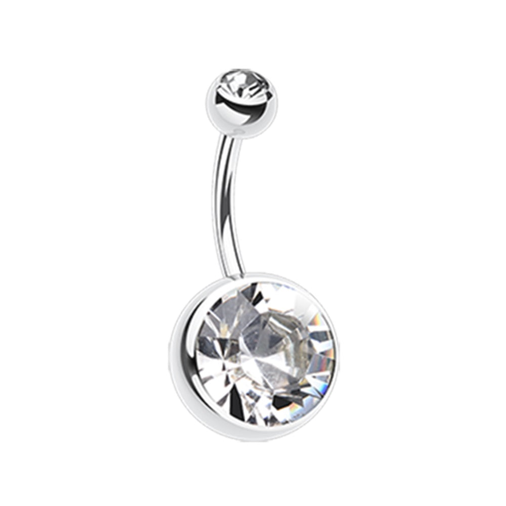 Giant Sparkling Crystal Belly Button Ring - 316L Stainless Steel