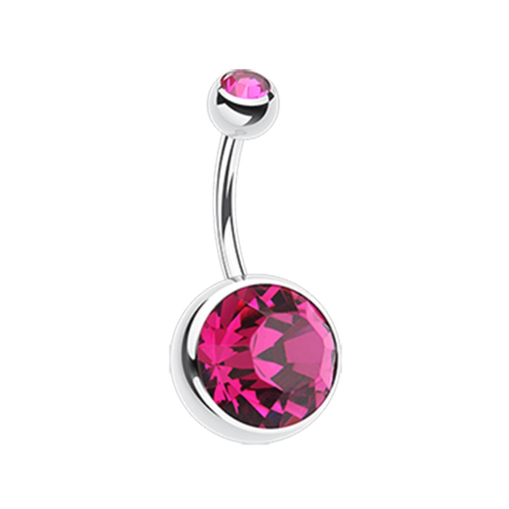 Giant Sparkling Crystal Belly Button Ring - 316L Stainless Steel