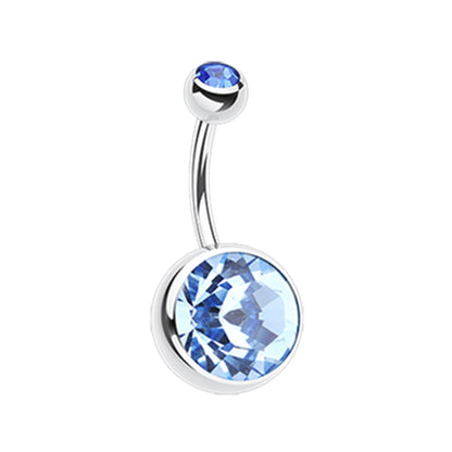 Giant Sparkling Crystal Belly Button Ring - 316L Stainless Steel