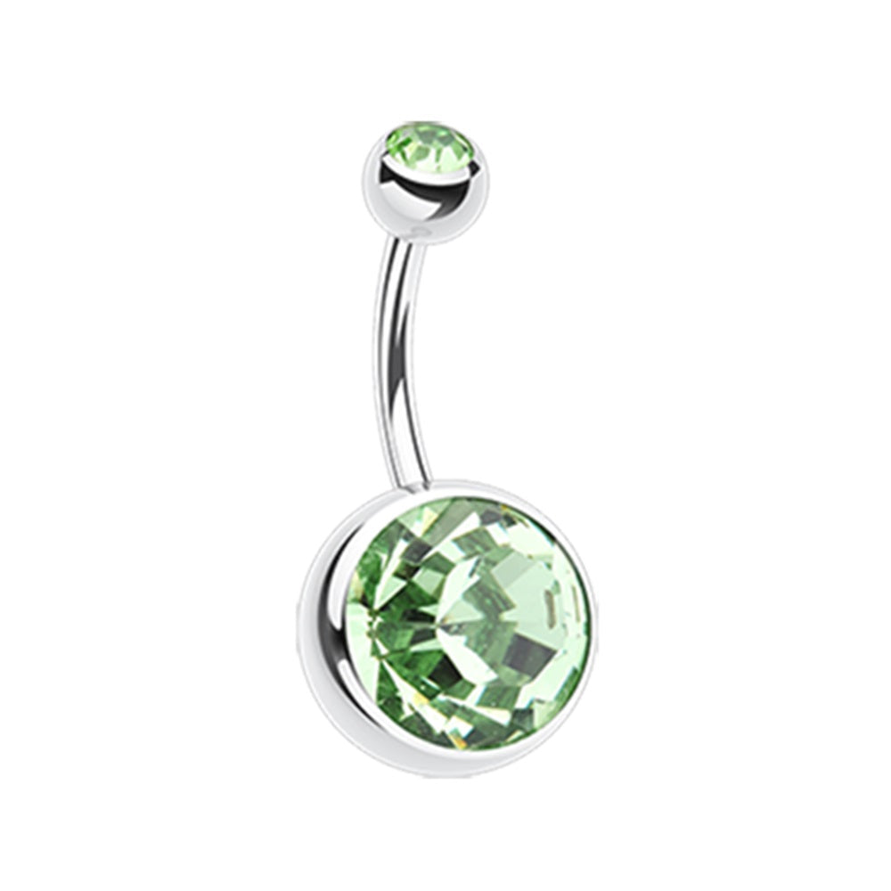 Giant Sparkling Crystal Belly Button Ring - 316L Stainless Steel