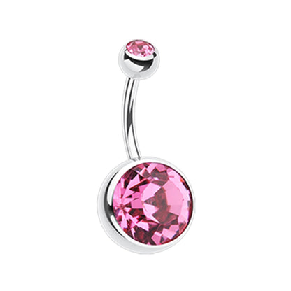 Giant Sparkling Crystal Belly Button Ring - 316L Stainless Steel