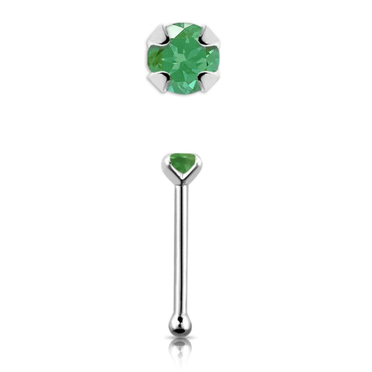 Prong Set Stone Nose Bone Stud - 925 Sterling Silver