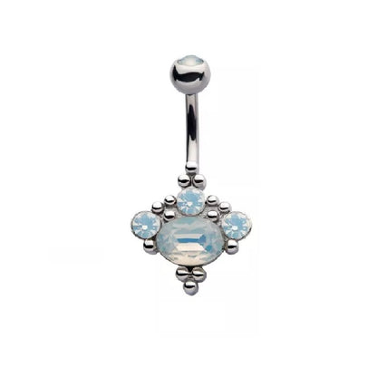 Clustered Opalite and Beads Fixed Belly Button Ring - 316L Stainless Steel