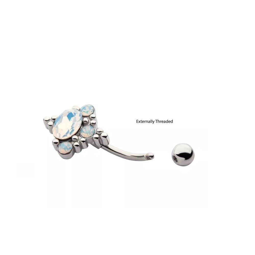Clustered Opalite and Beads Fixed Belly Button Ring - 316L Stainless Steel
