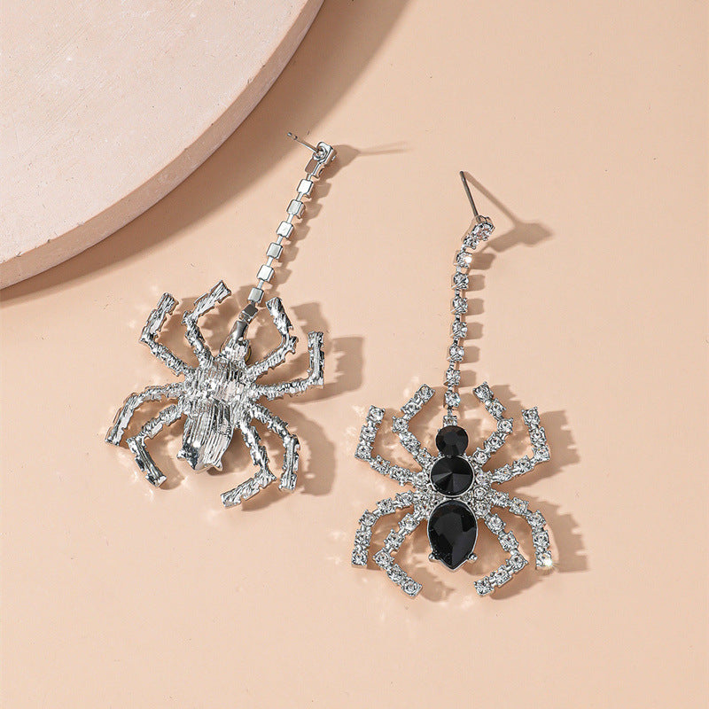 Crystal Spider Statement Dangling Earrings - Pair