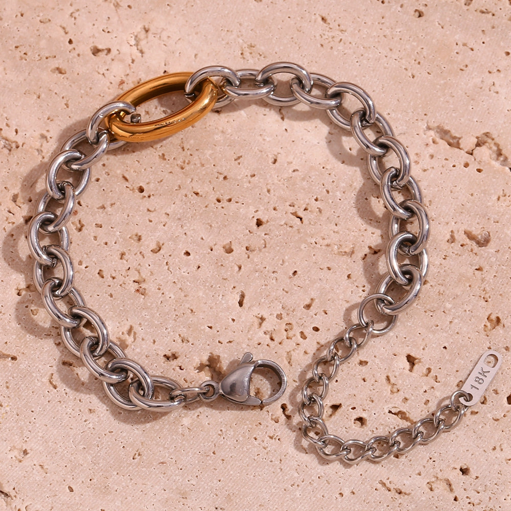 Two Tone Chain Link Bracelet - Stainless Steel
