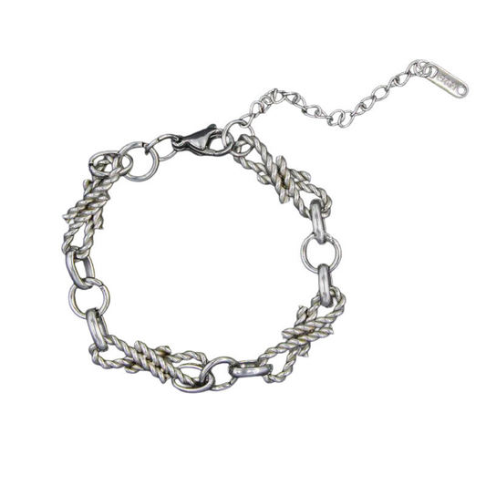 Braided Chain Link Bracelet - Stainless Steel