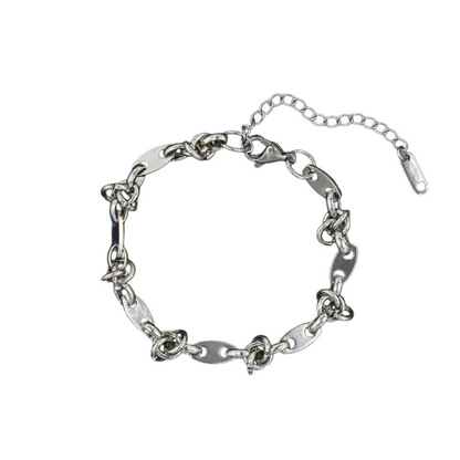Interlocking Oval and Knot Chain Bracelet - Stainless Steel