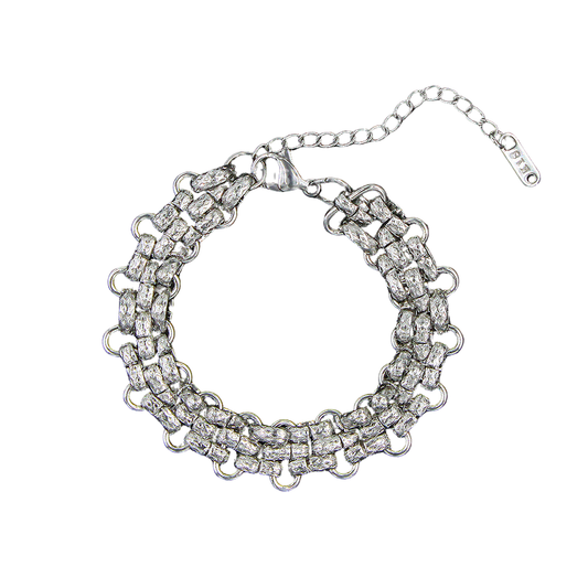 Triple Layer Chain Link Statement Bracelet - Stainless Steel