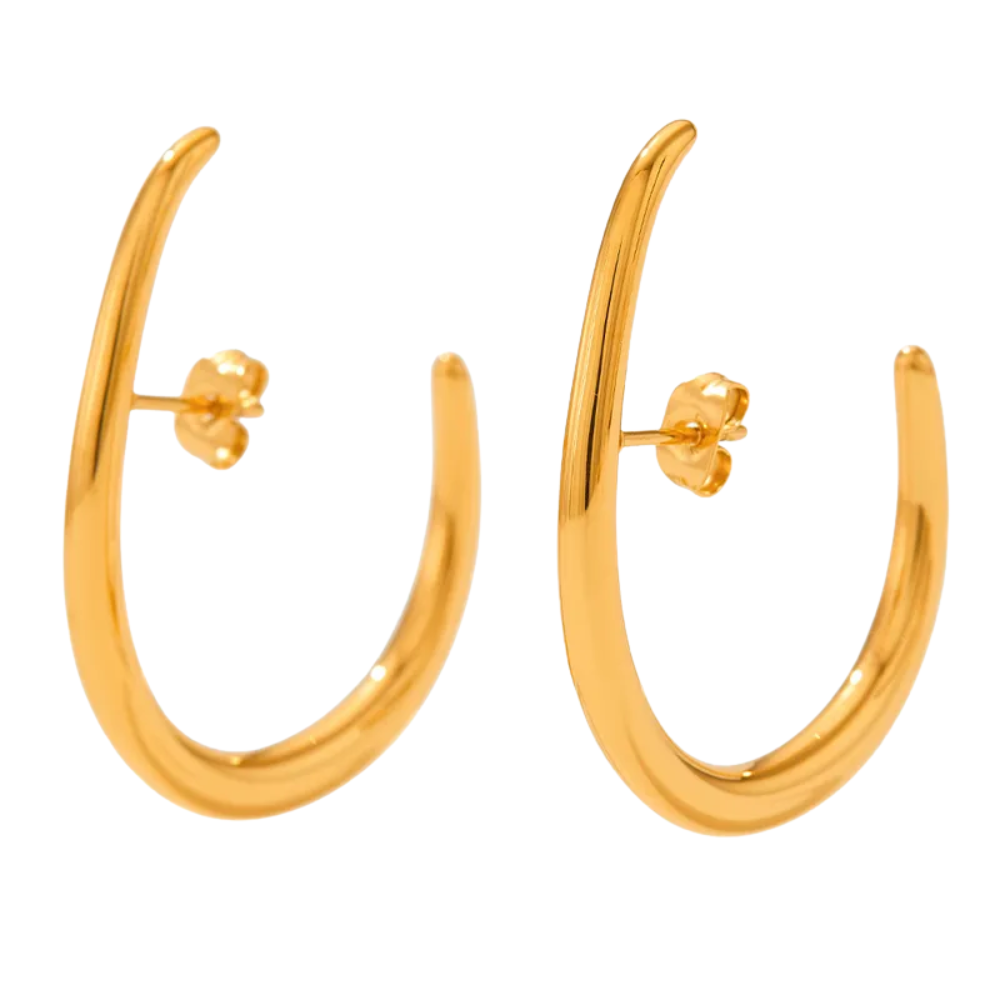 Hooked Hoop Earrings - Pair - 304 Stainless Steel