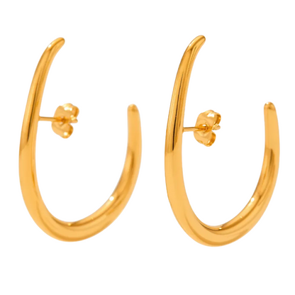 Hooked Hoop Earrings - Pair - 304 Stainless Steel