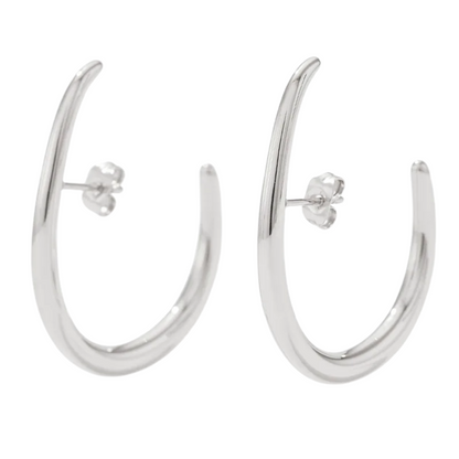Hooked Hoop Earrings - Pair - 304 Stainless Steel