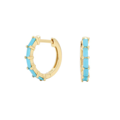 Zircon Crystal Lined Hoop Earrings - Pair - 925 Sterling Silver