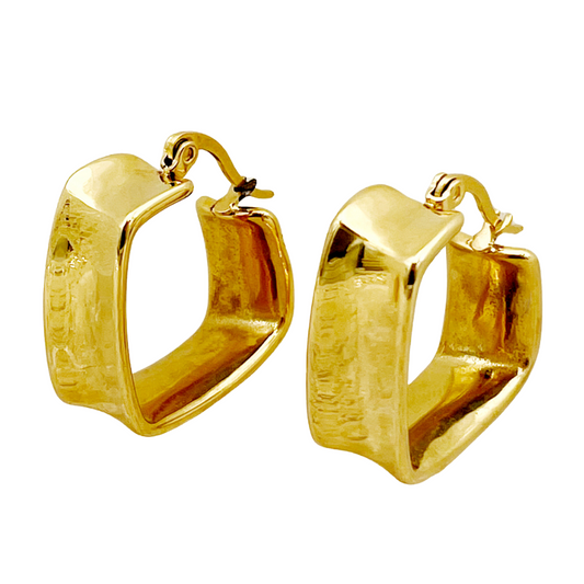 Square Hoop Earrings - Pair - 14k Gold Plated Stainless Steel
