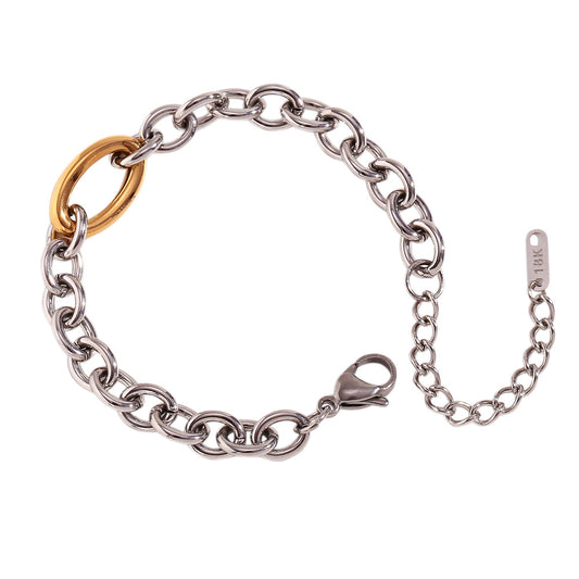 Two Tone Chain Link Bracelet - Stainless Steel