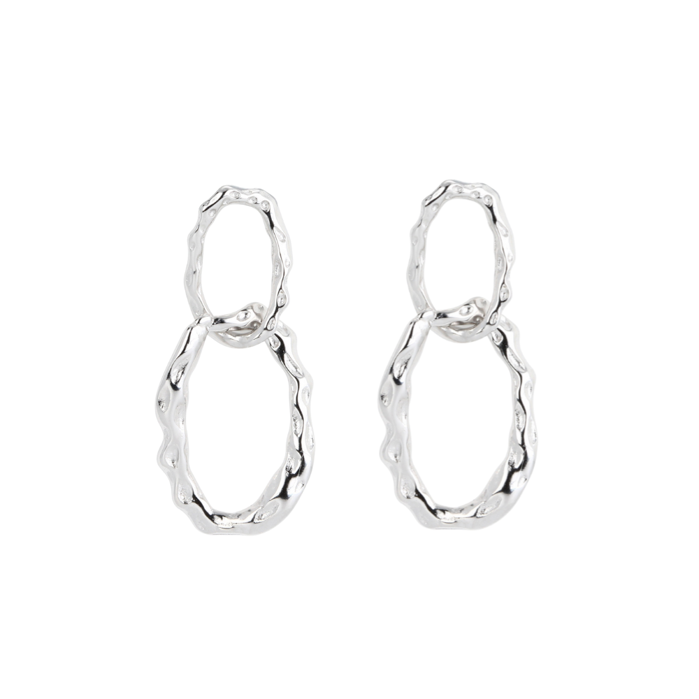 Double Chain Link Dangling Earrings - Pair - 925 Sterling Silver