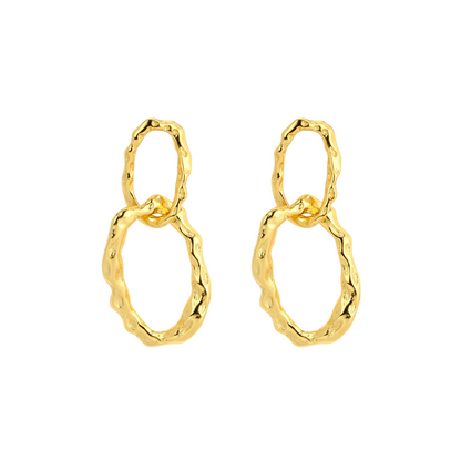 Double Chain Link Dangling Earrings - Pair - 925 Sterling Silver
