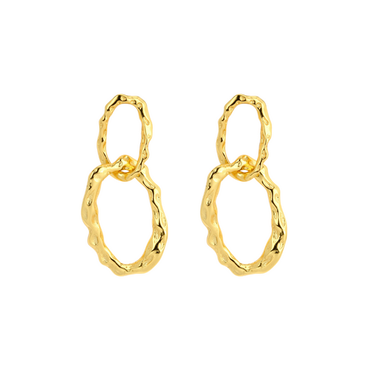 Double Chain Link Dangling Earrings - Pair - 925 Sterling Silver