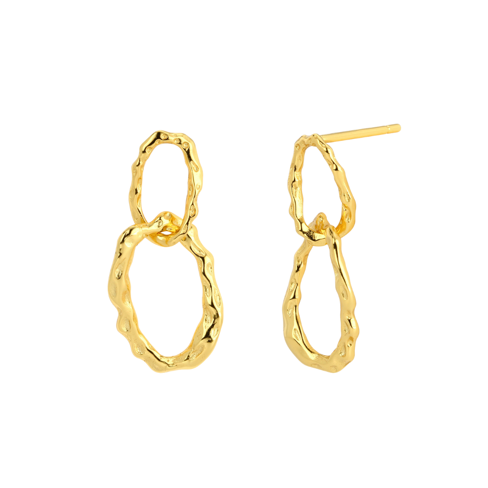 Double Chain Link Dangling Earrings - Pair - 925 Sterling Silver