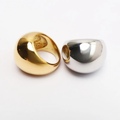 Dome Chunky Statement Ring - Titanium Steel