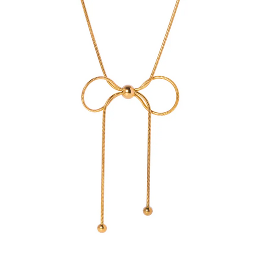 Bow Necklace - 18k Gold Plated Stainless Steel