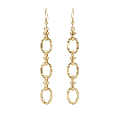 Connected Ovals Dangling Earrings - Pair - 304 Stainless Steel