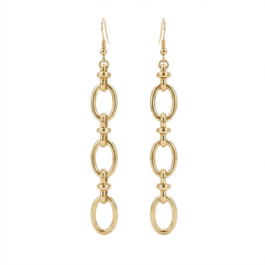 Connected Ovals Dangling Earrings - Pair - 304 Stainless Steel