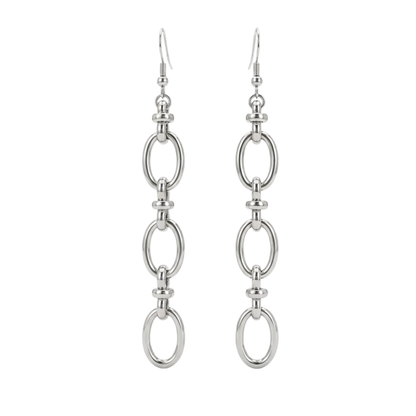 Connected Ovals Dangling Earrings - Pair - 304 Stainless Steel