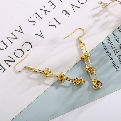 Ball Knot Chain Dangling Earrings - Pair - 304 Stainless Steel
