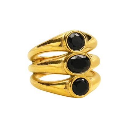 Gold Plated Triple Layer Zircon Crystal Ring