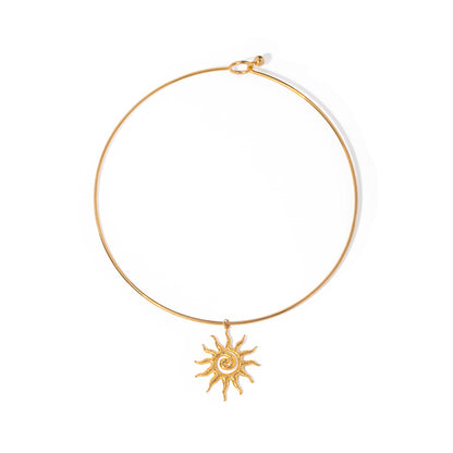 Spiral Sun Pendant Necklace - 18k Gold Plated Stainless Steel