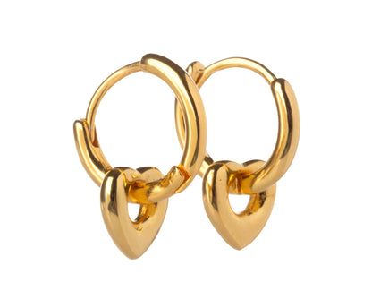 Heart Huggie Hoop Earrings - Pair - 925 Sterling Silver