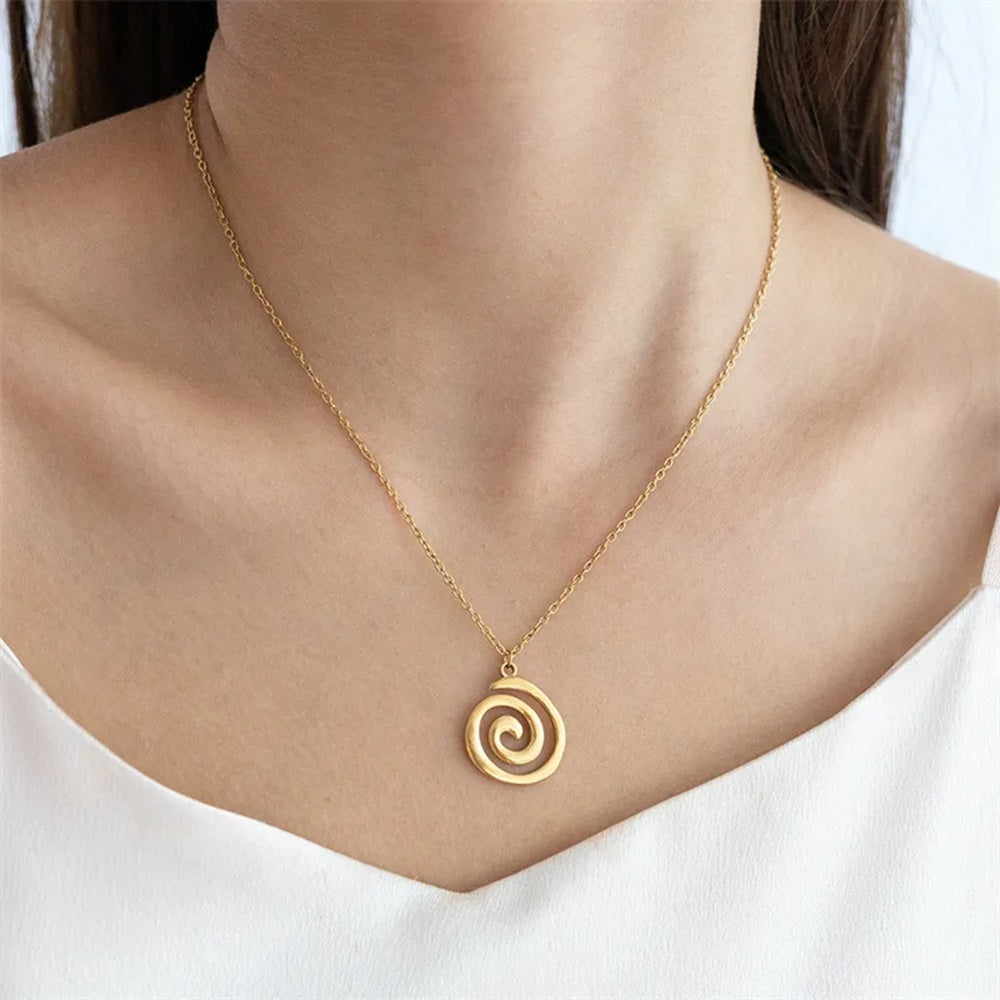 Spiral Pendant Necklace - Stainless Steel