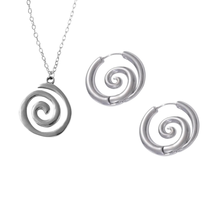 Spiral Hoop and Necklace Set