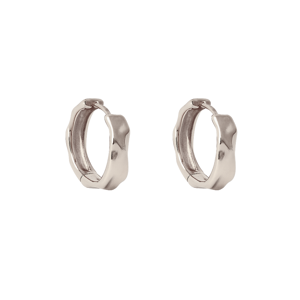 Hammered Hoop Earrings - Pair - 925 Sterling Silver