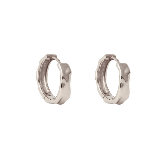 Hammered Hoop Earrings - Pair - 925 Sterling Silver
