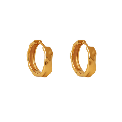 Hammered Hoop Earrings - Pair - 925 Sterling Silver