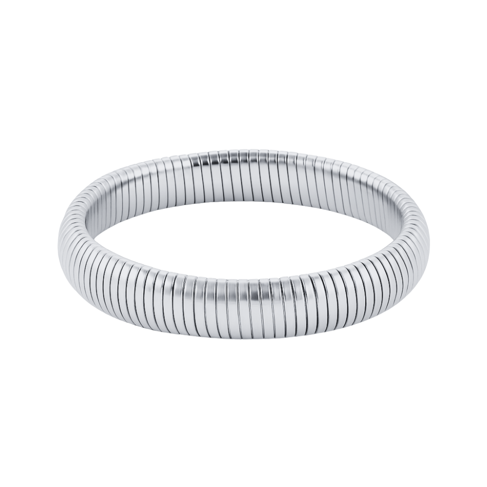 Ribbed Stretch Bracelet - Stainless Steel