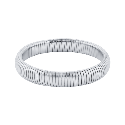 Ribbed Stretch Bracelet - Stainless Steel