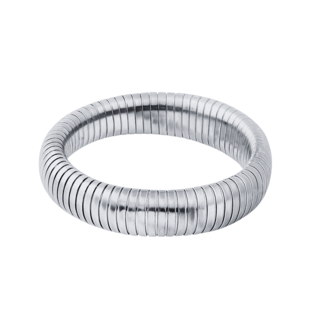 Ribbed Stretch Bracelet - Stainless Steel