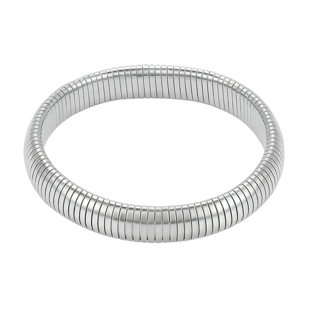 Ribbed Stretch Bracelet - Stainless Steel
