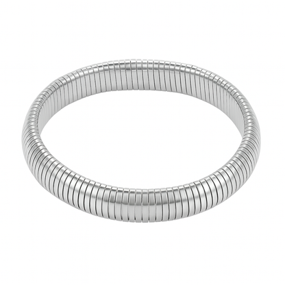 Ribbed Stretch Bracelet - Stainless Steel