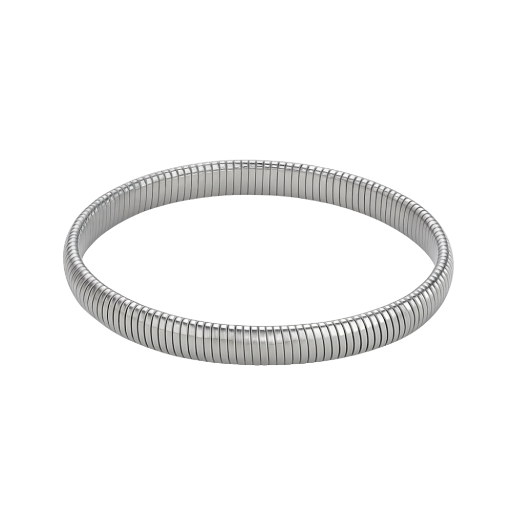 Ribbed Stretch Bracelet - Stainless Steel